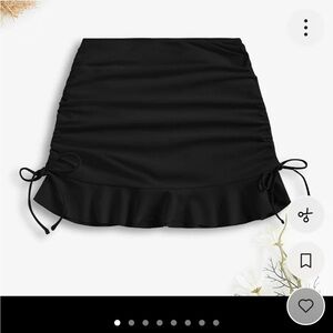 SHEIN Black Ruffle Swim Skirt with Side Ties
